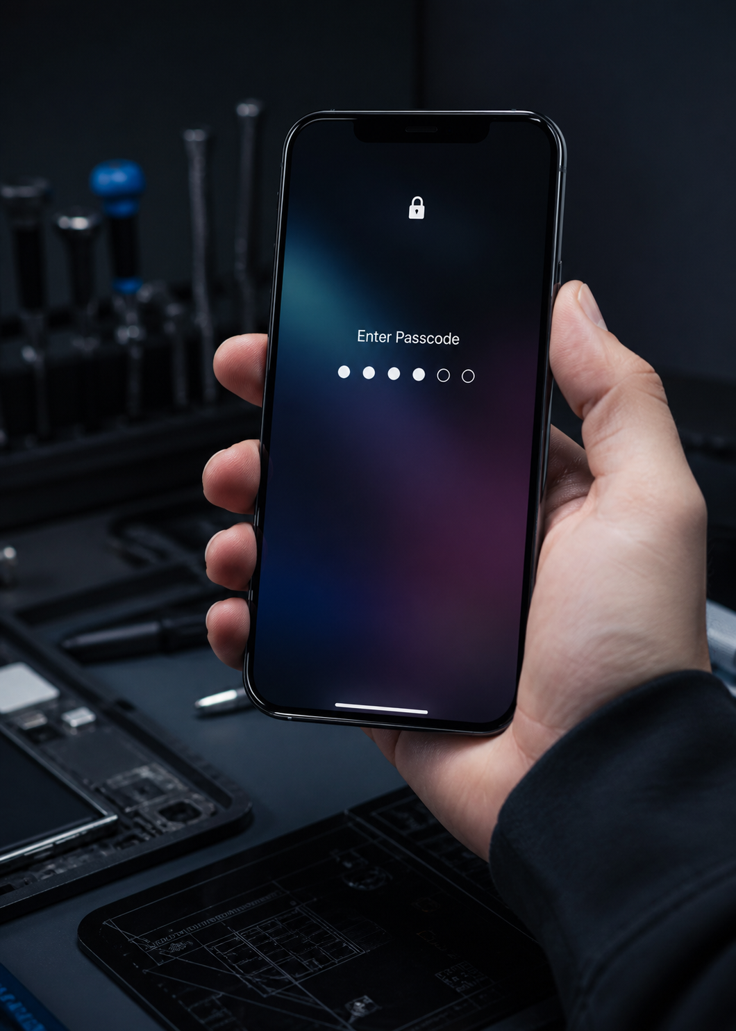 Representative service photograph of smartphone unlock and password reset
